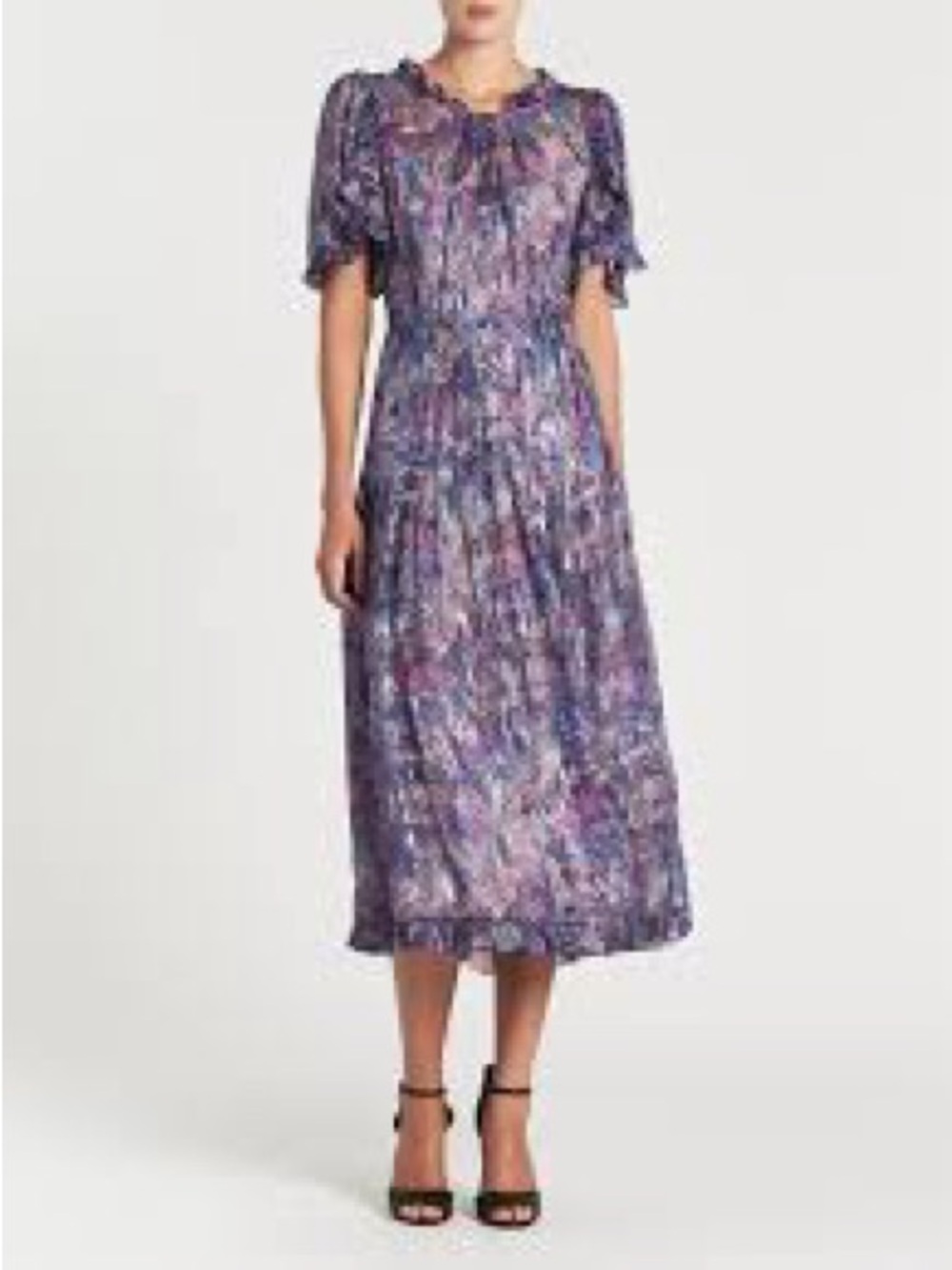 Rebecca Taylor Dress Womens 6 Amethyst Purple Giverney Fleur Silk Ruffle - Picture 1 of 13
